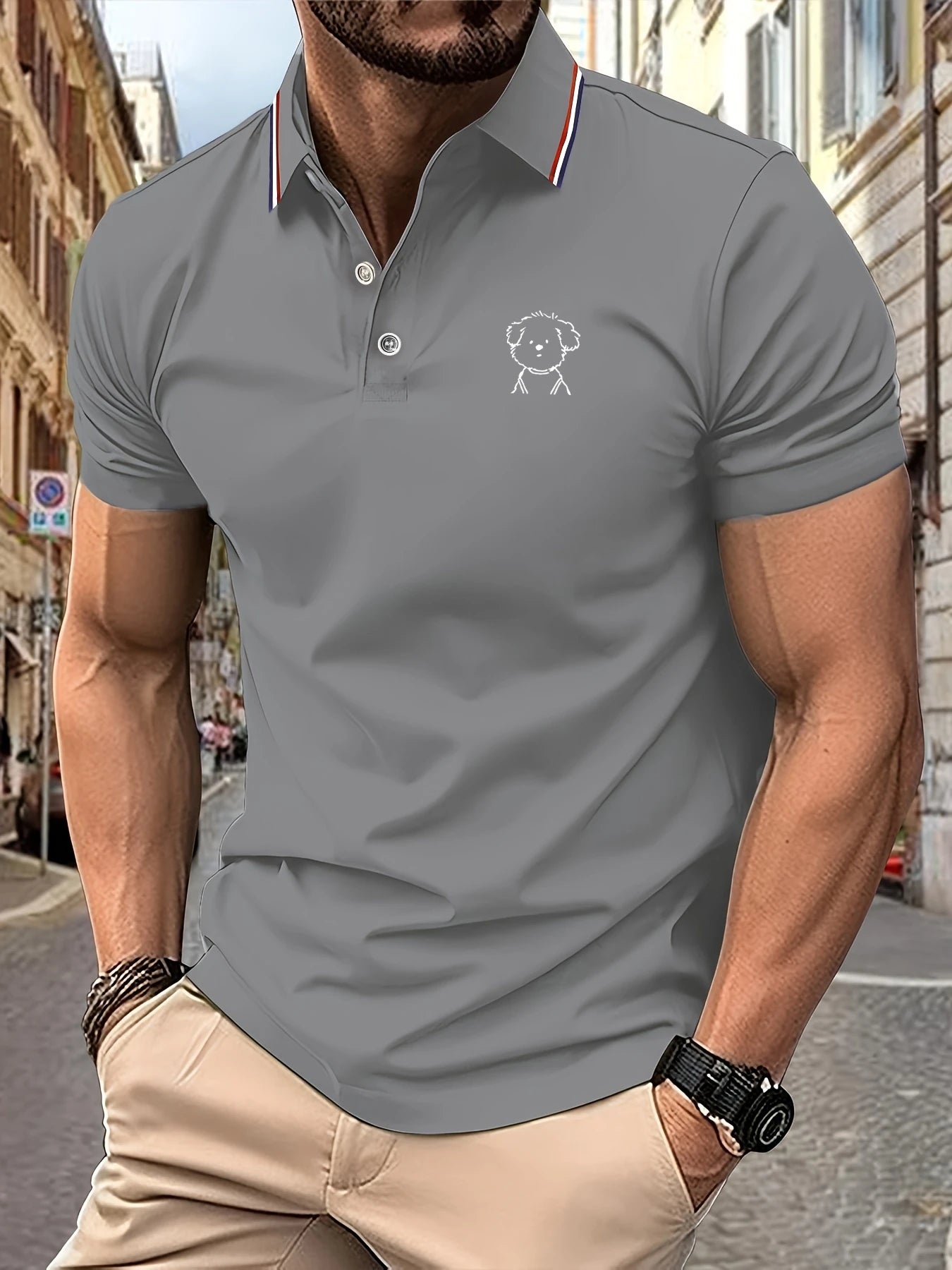Men's Puppy Print Polo Shirt