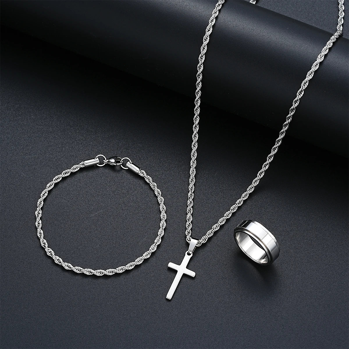 Stainless Steel Simple Jewelry Set For Men